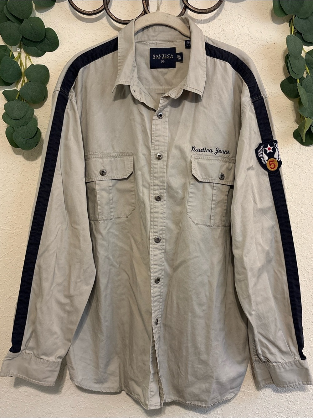 Vintage Y2K Grunge Nautica Patched Button-Down Shirt✨